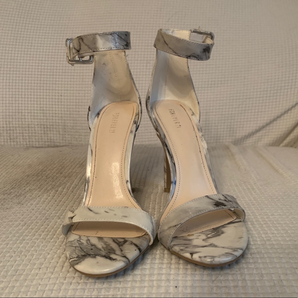 Marble strappy high heels